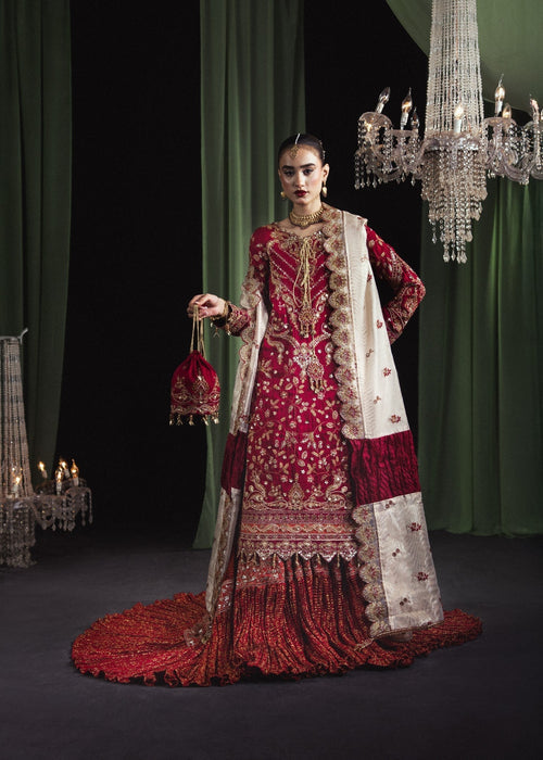 Sara Jahan - Rang E Bahar Tussar Silk Embroidered Suit For Women - Maroon - 3 Piece