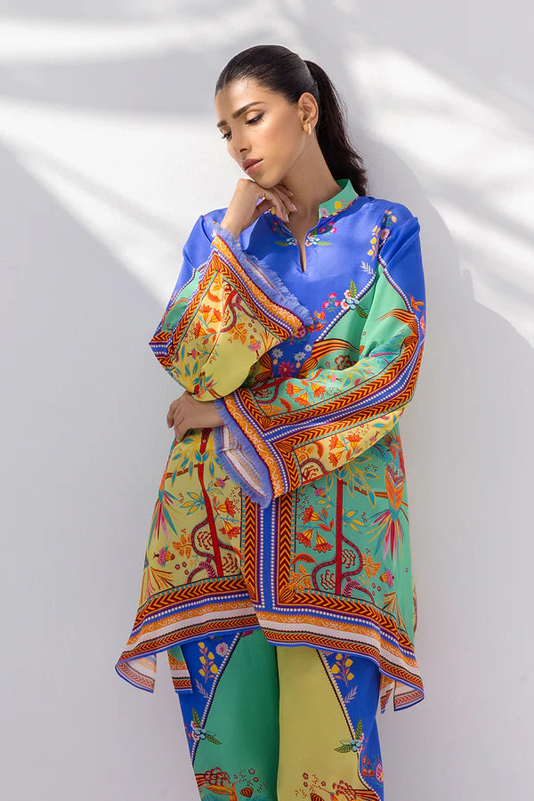 Sania Maskatiya - Savi (B) - Crepe / Crepe - Azure Aquamarine - 2 Piece