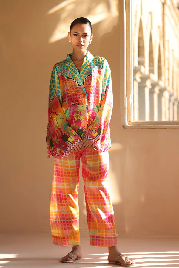 Sania Maskatiya - Savya - Crepe , Crepe - Tangerine - 2 Piece