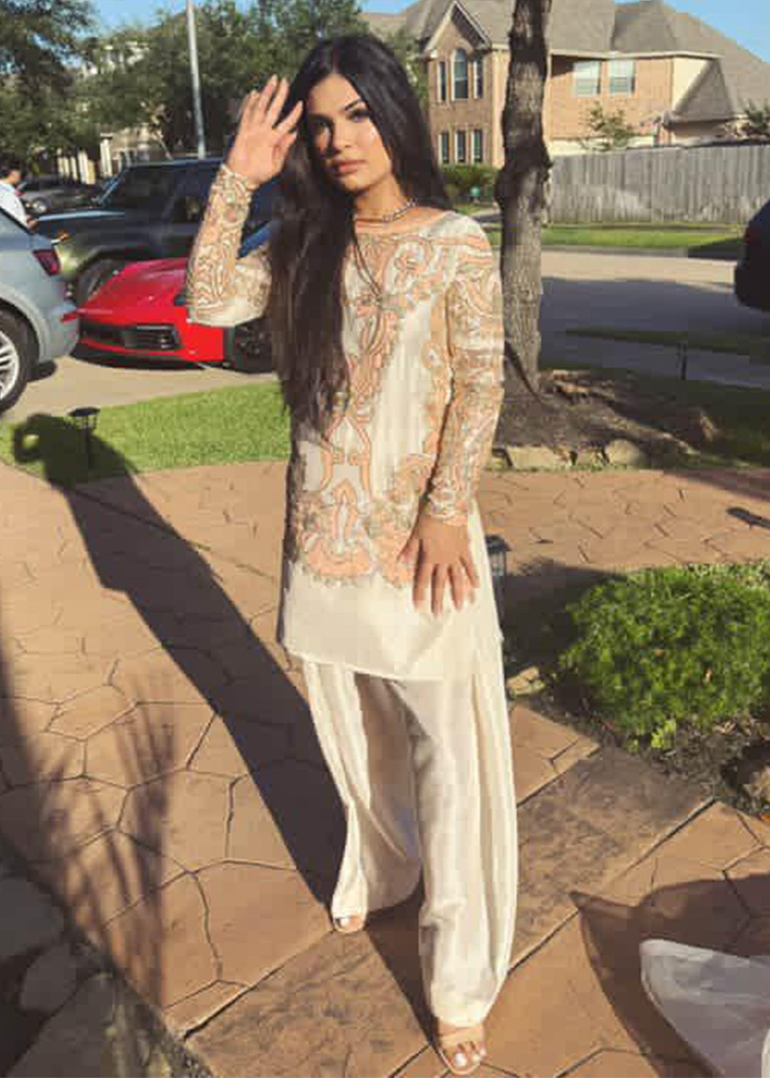 Shahid Chuhan - Auric Aura - Client Diaries Silk Suit For Women - Beige / Nude