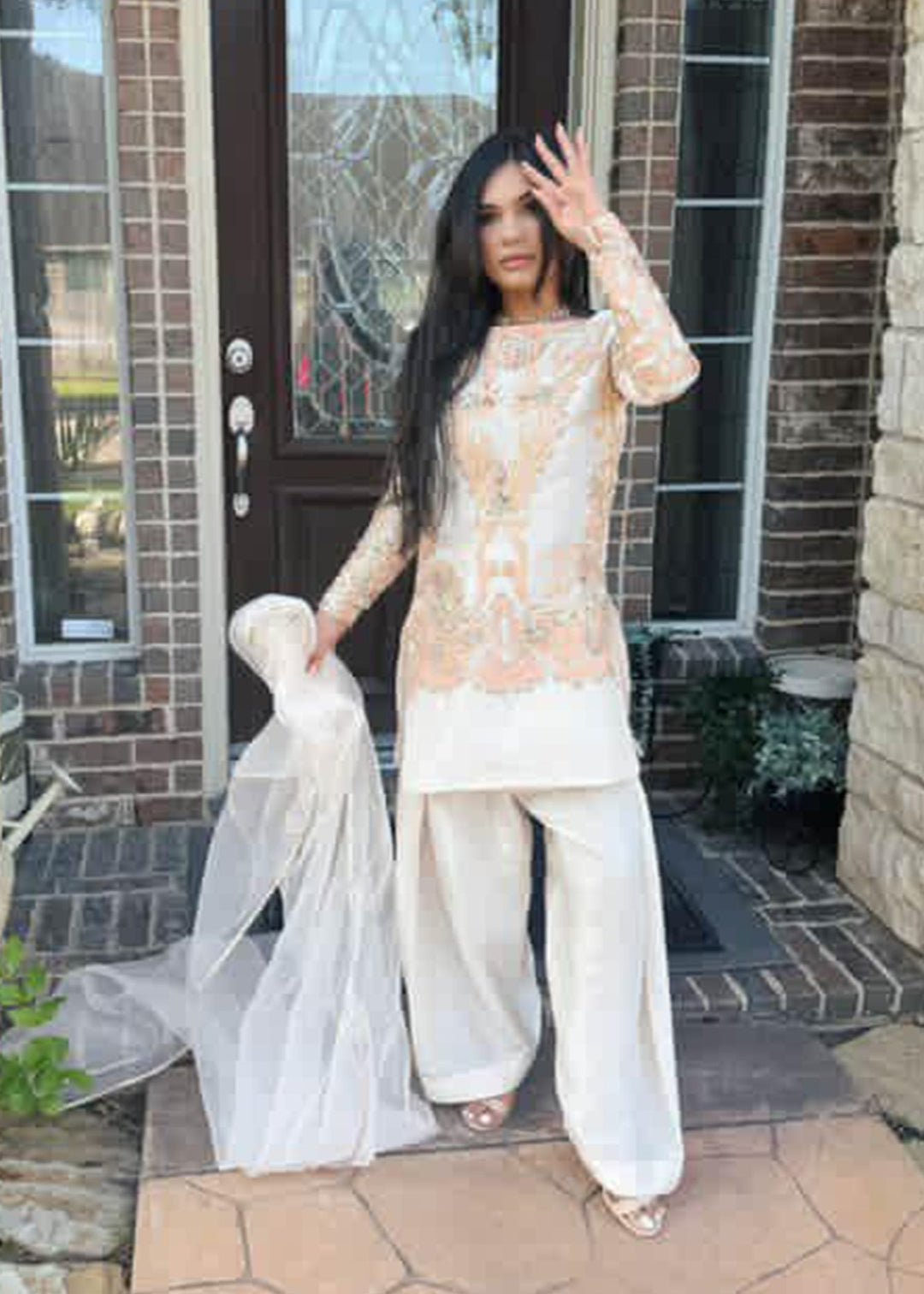 Shahid Chuhan - Auric Aura - Client Diaries Silk Suit For Women - Beige / Nude