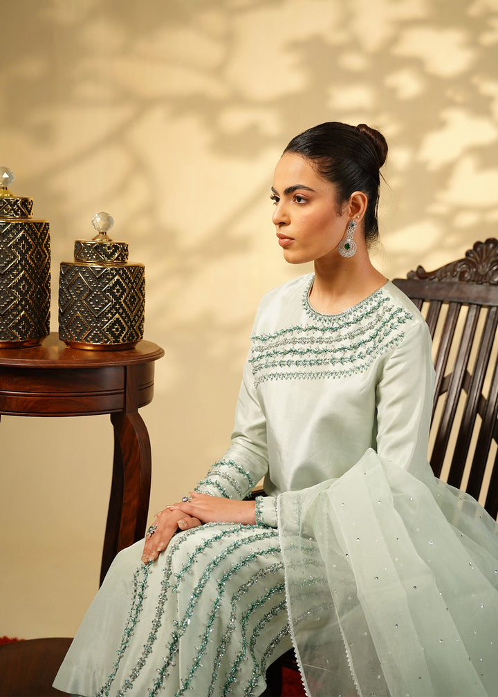 Shahid Chuhan - Celeste Silk Suit For Women - Ice Blue