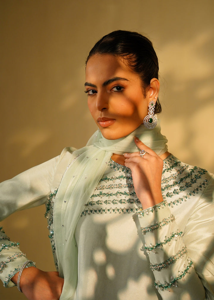 Shahid Chuhan - Celeste Silk Suit For Women - Ice Blue