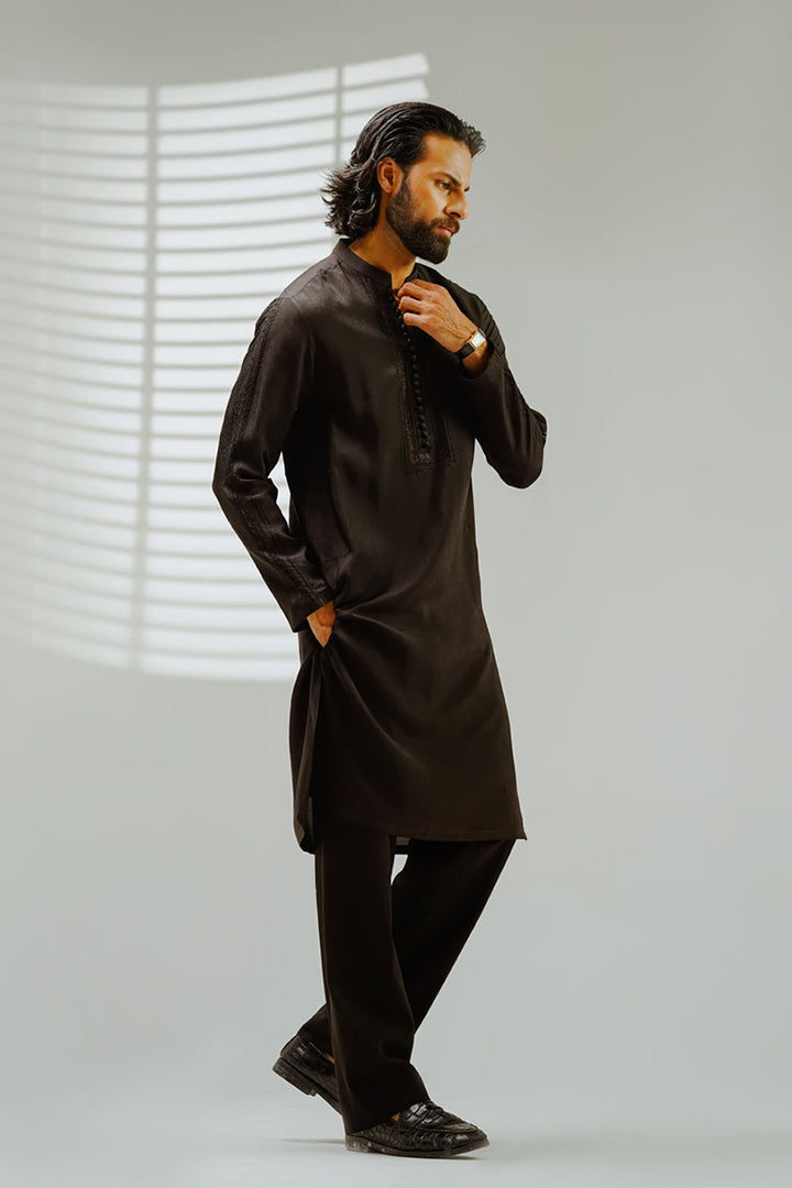 Shahid Chuhan - Dark Legacy Blended Suit For Men - Black