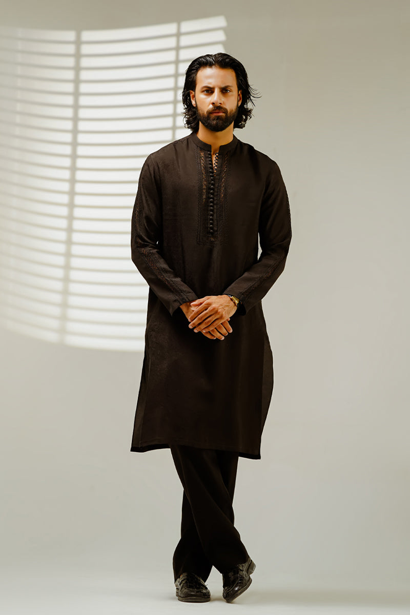 Shahid Chuhan - Dark Legacy Blended Suit For Men - Black