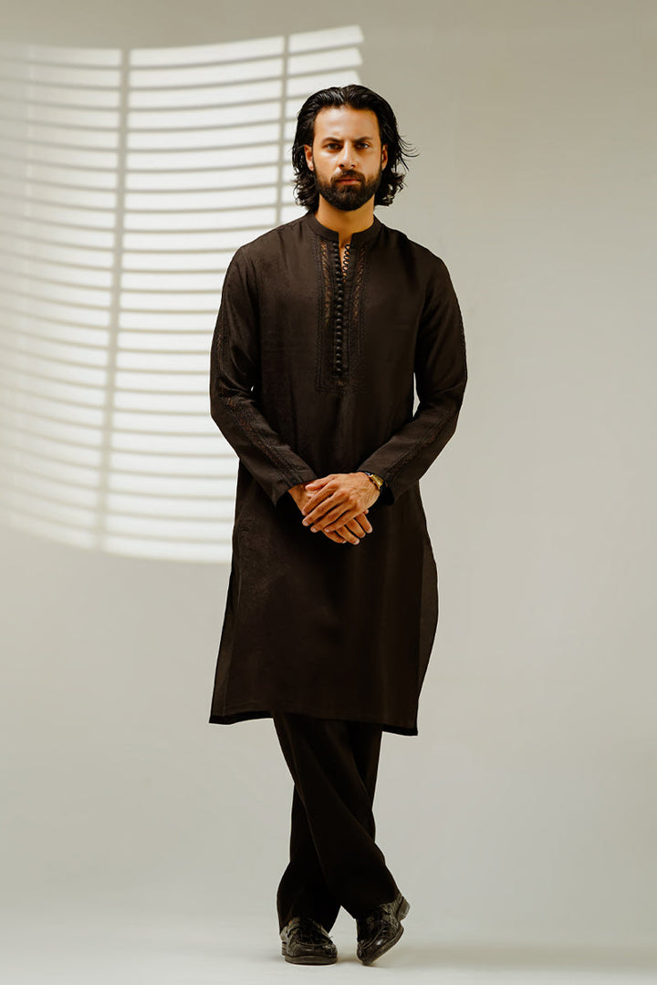 Shahid Chuhan - Dark Legacy Blended Suit For Men - Black