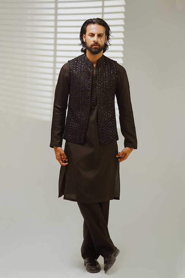Shahid Chuhan - Dark Legacy Blended Suit For Men - Black