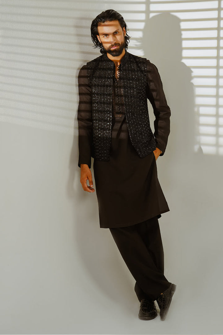 Shahid Chuhan - Dark Legacy Blended Suit For Men - Black