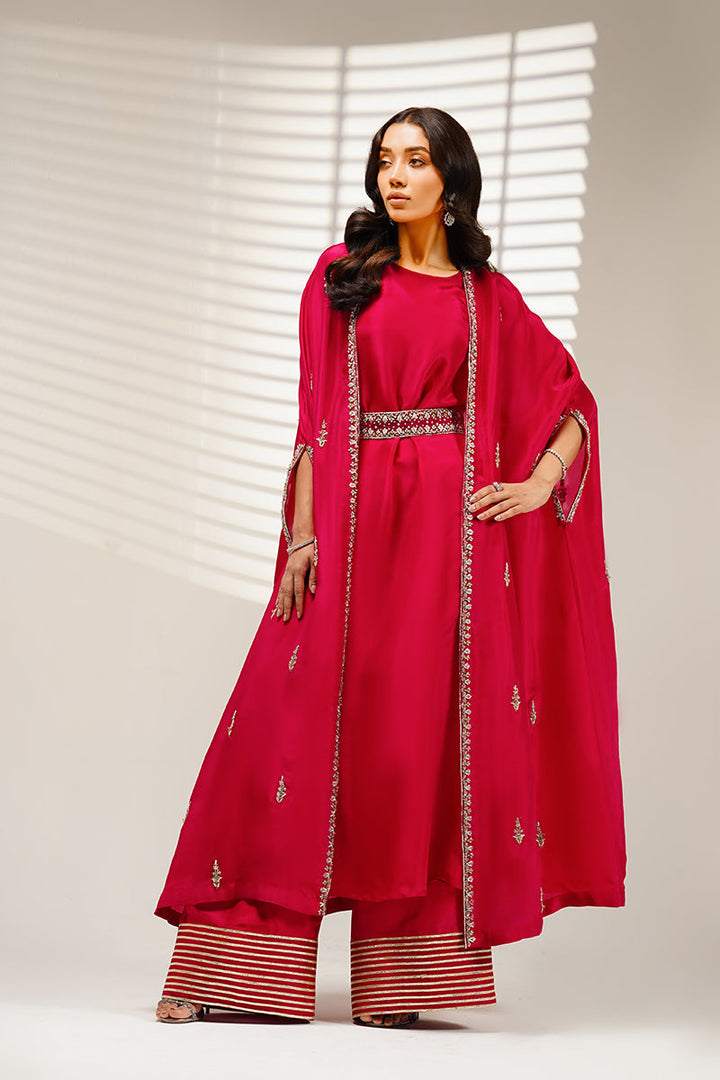 Shahid Chuhan - Elysiana Silk Jacket For Women - Hot Pink