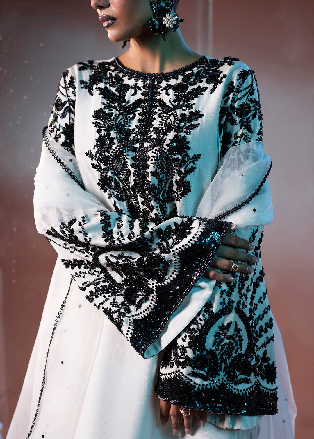 Shahid Chuhan - Ivory Eclipse Silk Suit For Women - Ivory