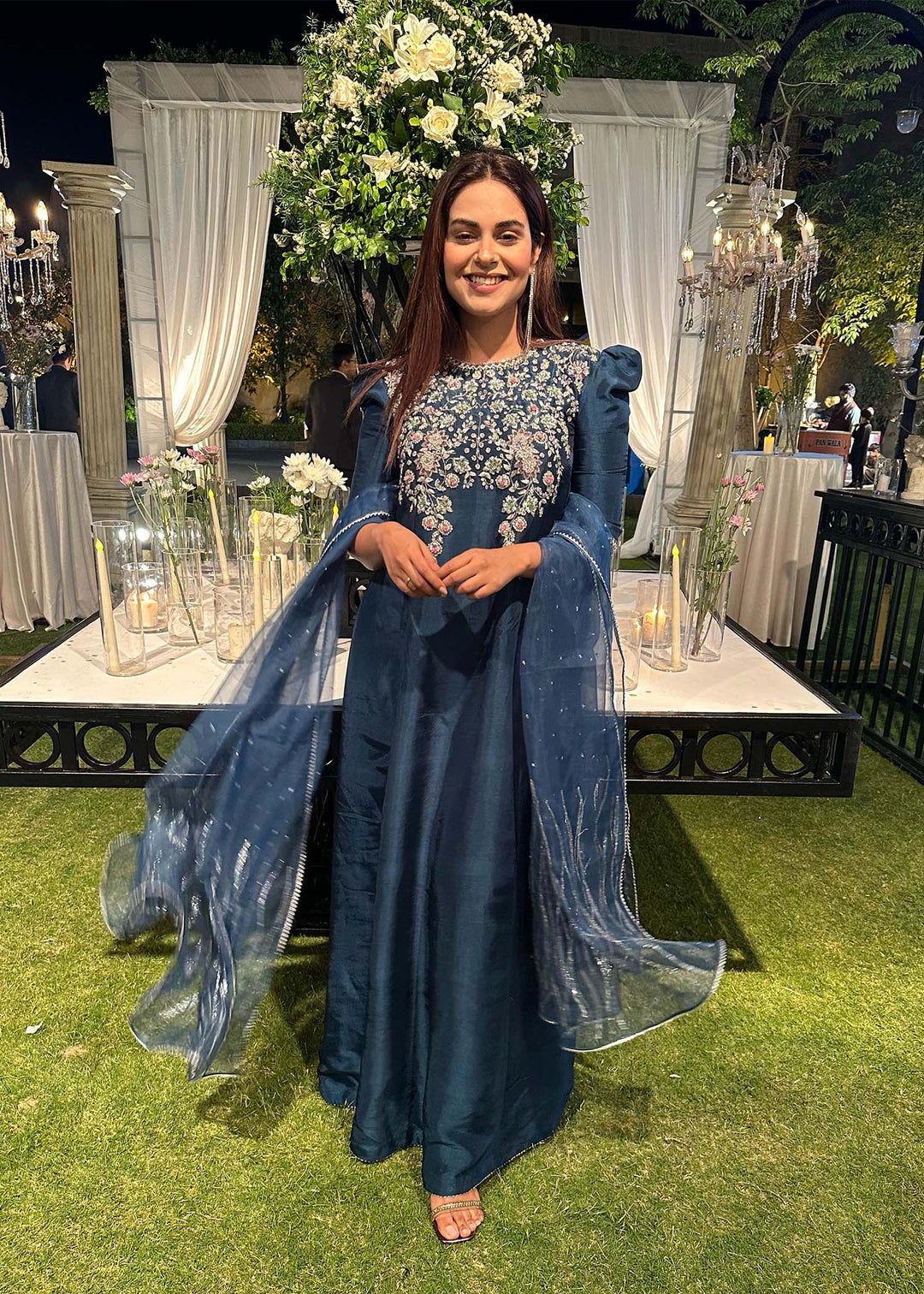Shahid Chuhan - Kenza - Amar Khan Silk Suit For Women - Teal Blue