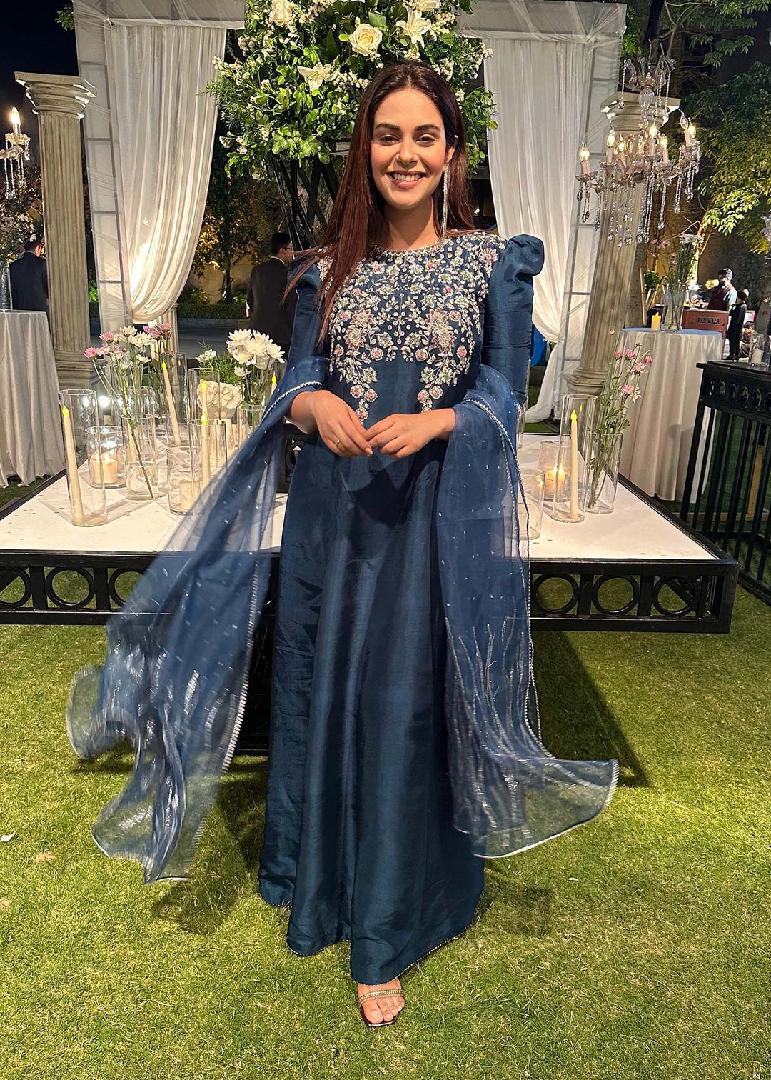 Shahid Chuhan - Kenza - Amar Khan Silk Suit For Women - Teal Blue