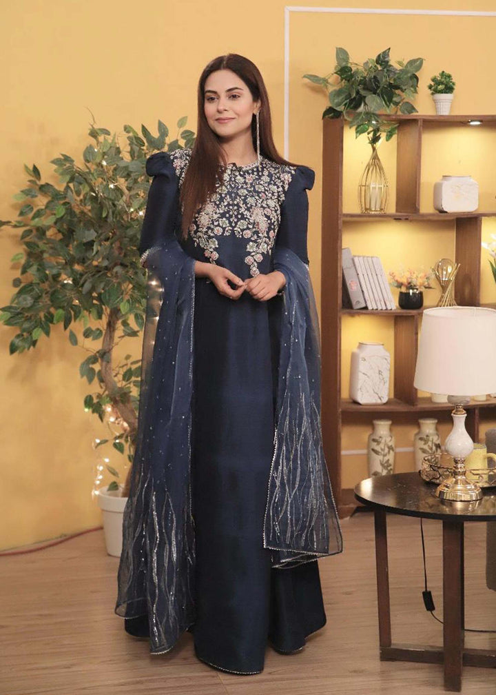 Shahid Chuhan - Kenza - Amar Khan Silk Suit For Women - Teal Blue