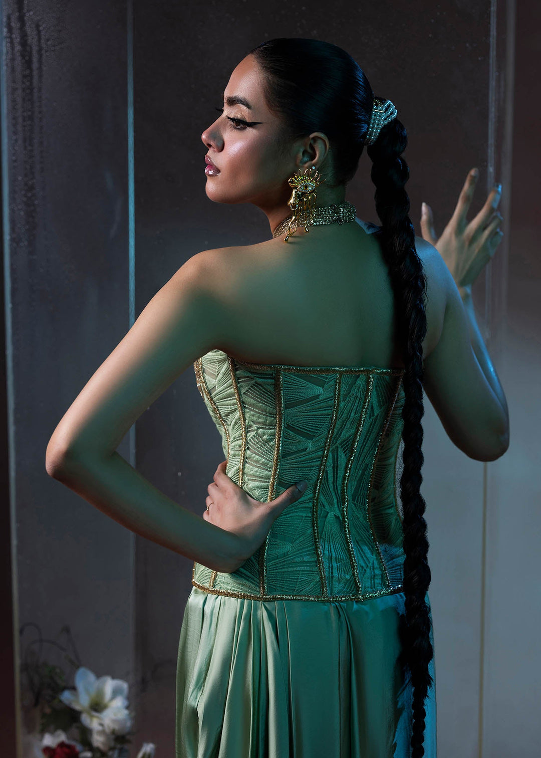 Shahid Chuhan - Luminous Satin, Silk Top For Women - Pistachio Green