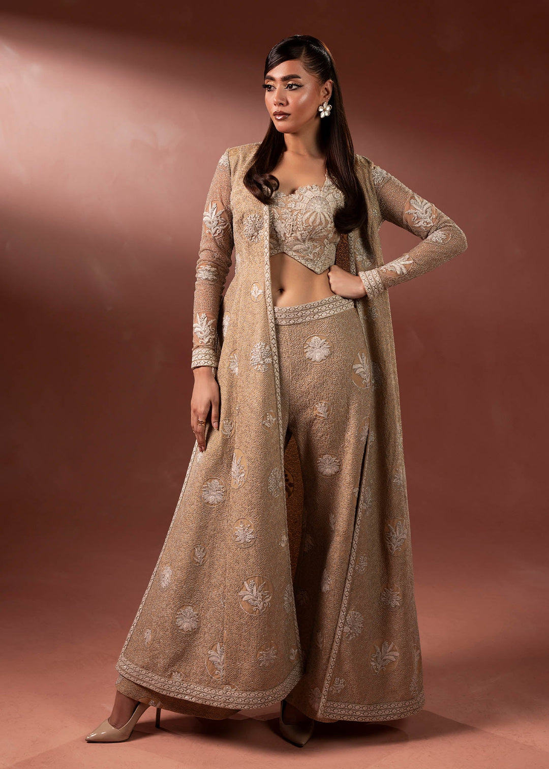 Shahid Chuhan - Lumora Breeze Net Jacket For Women - Nude