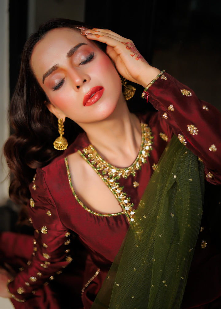 Shahid Chuhan - Mahogany Luxe - Client Diaries Silk Suit For Women - Brown