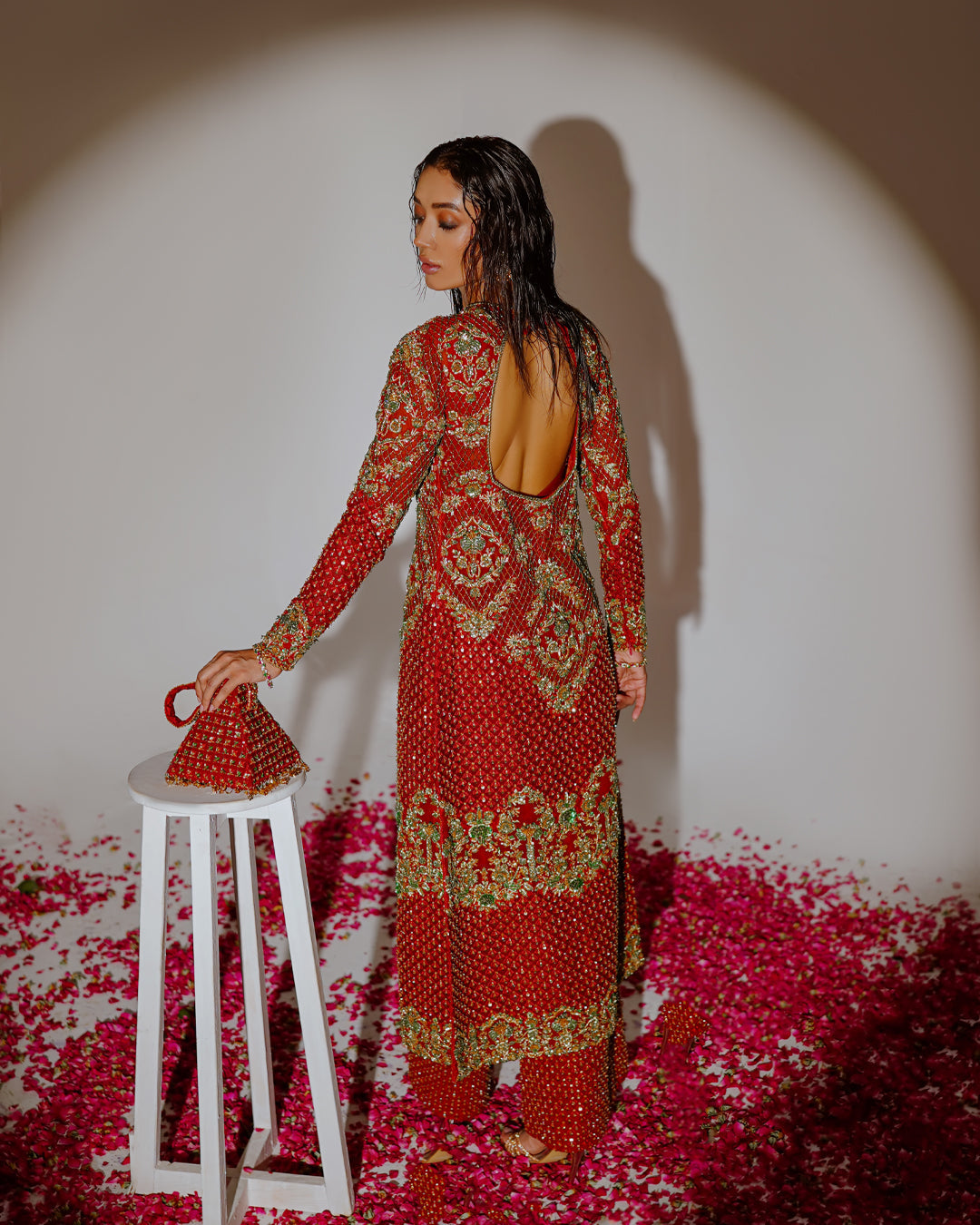 Shahid Chuhan - Oasis Soft Net Jacket For Women - Burnt Orange