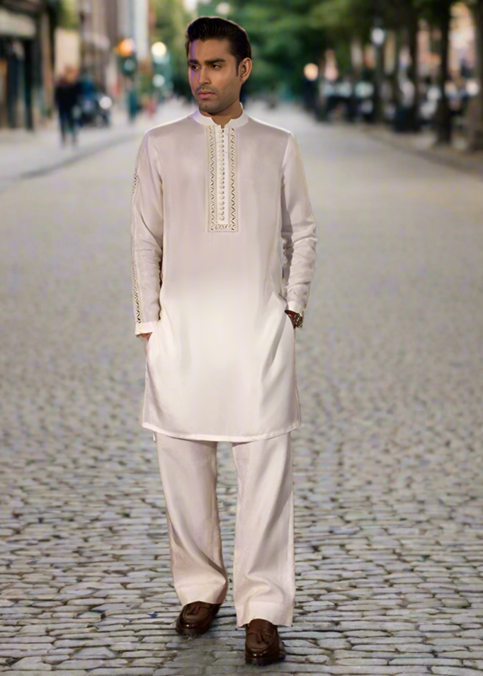 Shahid Chuhan - Regal Attire Blended Suit For Men - Off-White