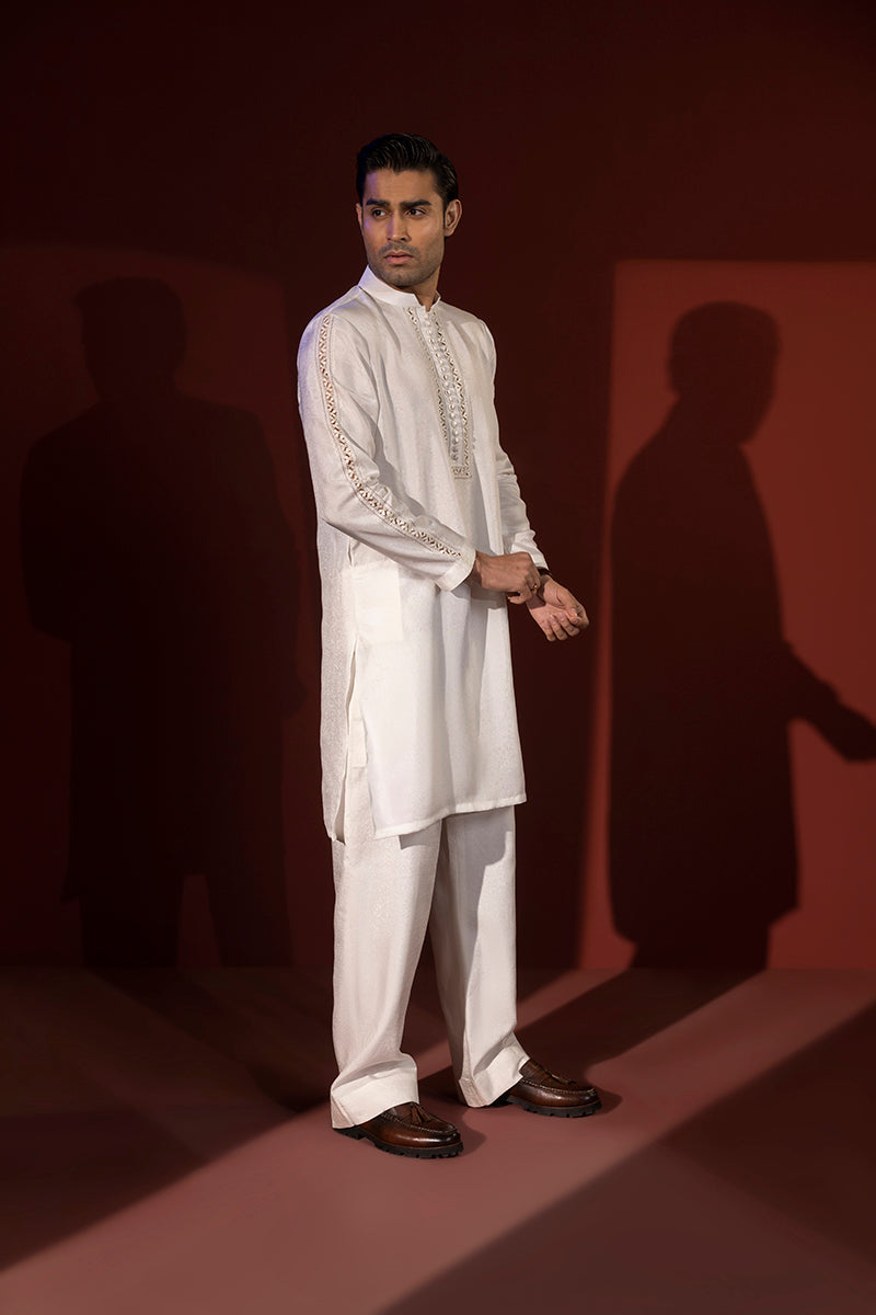 Shahid Chuhan - Regal Attire Blended Suit For Men - Off-White