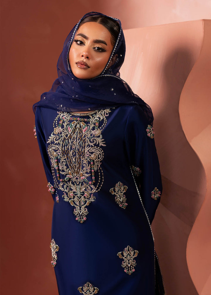 Shahid Chuhan - Regalia Silk Suit For Women - Royal Blue