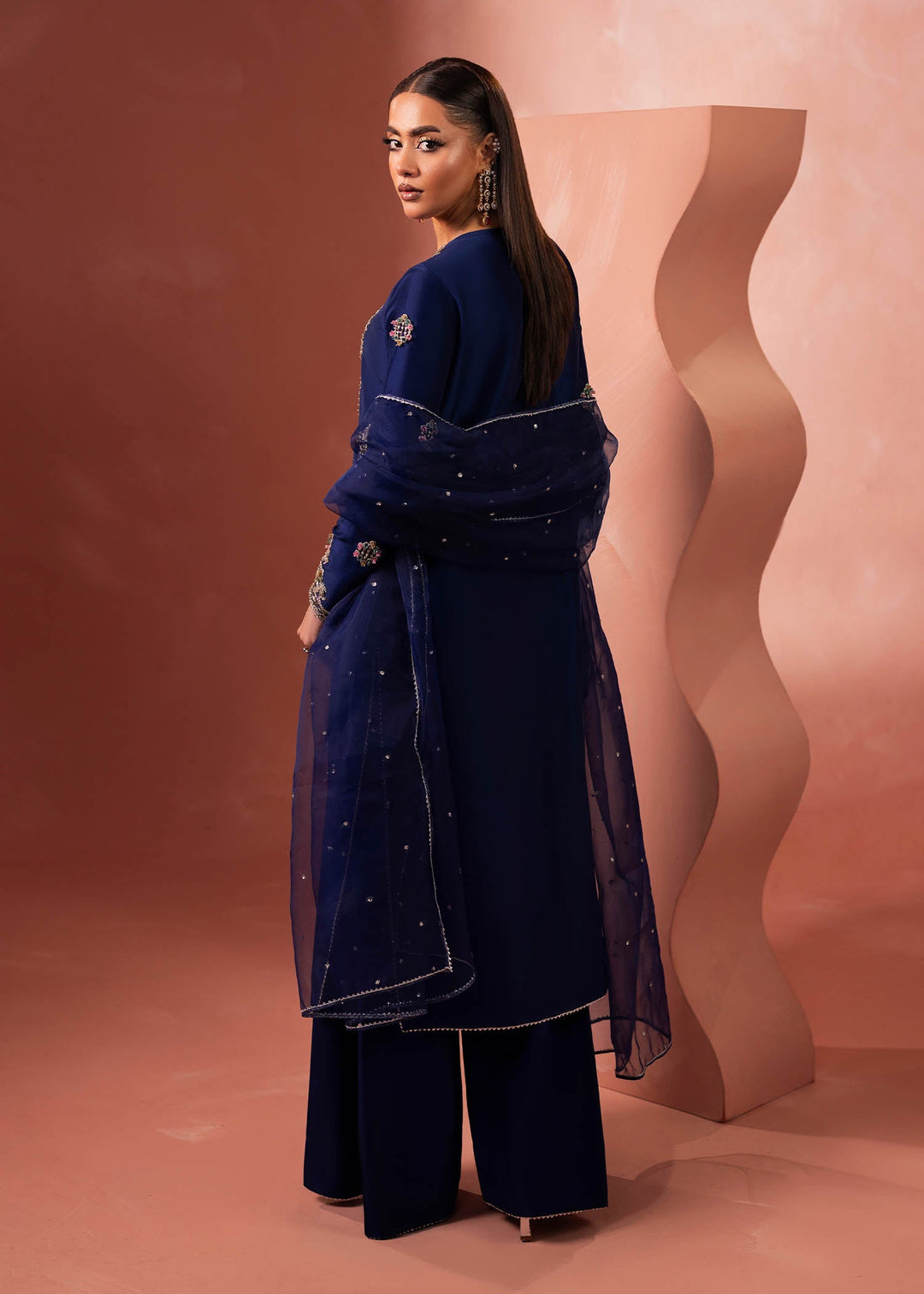 Shahid Chuhan - Regalia Silk Suit For Women - Royal Blue