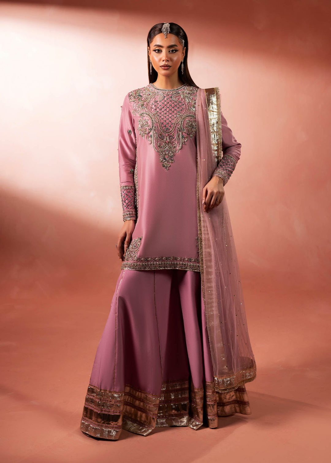 Shahid Chuhan - Rose Blush Silk Lehnga Choli For Women - Dusty Rose
