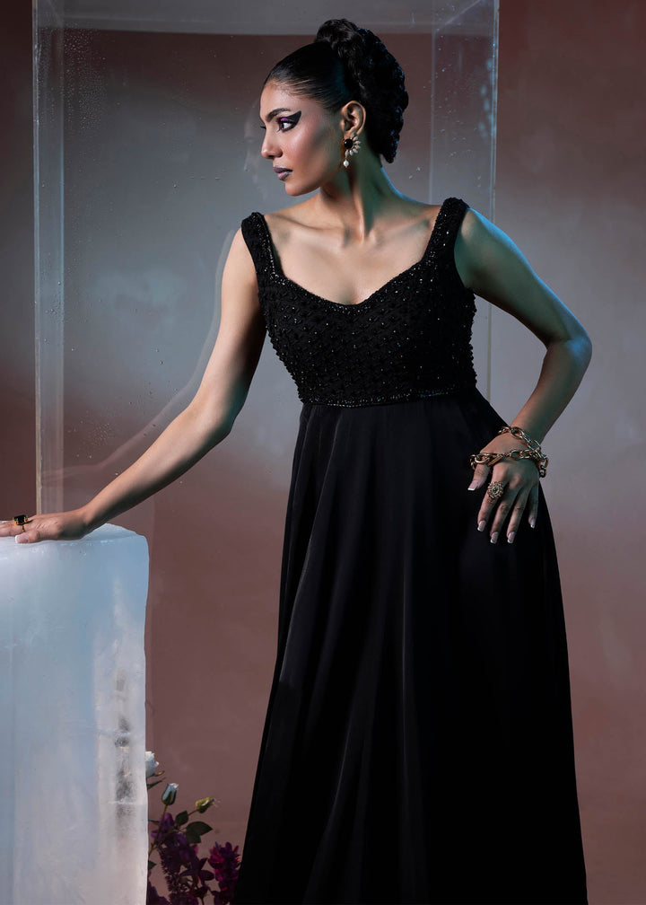 Shahid Chuhan - Selene Silk Pishwas For Women - Black