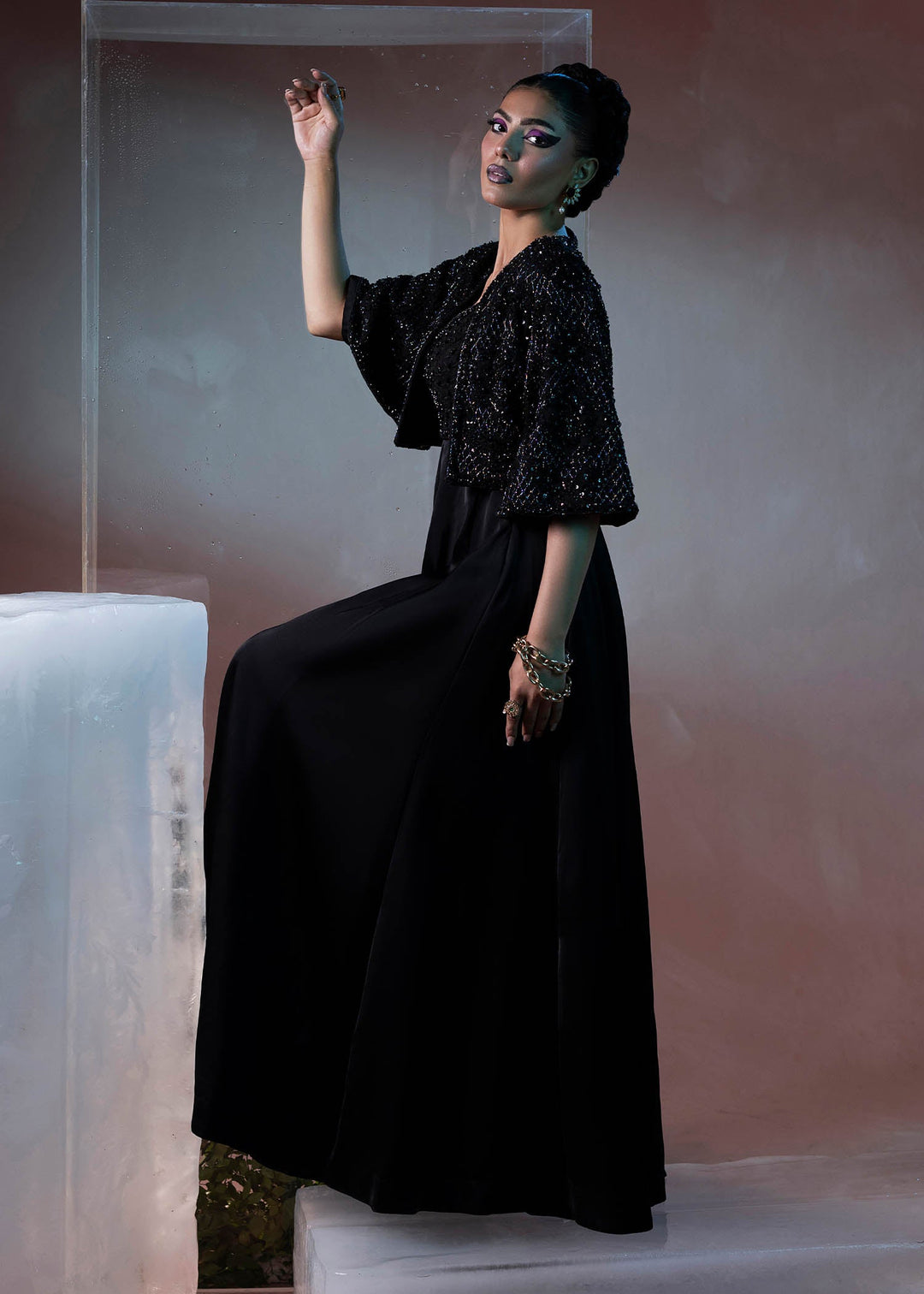 Shahid Chuhan - Selene Silk Pishwas For Women - Black