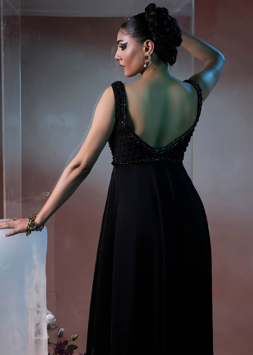 Shahid Chuhan - Selene Silk Pishwas For Women - Black