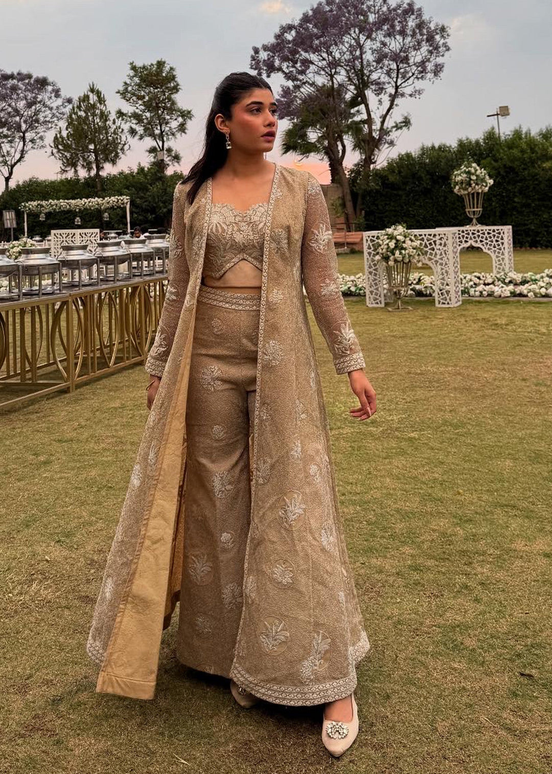 Shahid Chuhan - Silken Trail - Client Diaries Organza Jacket For Women - Nude