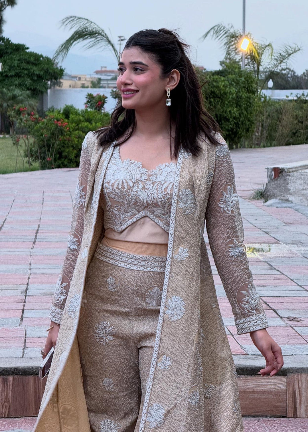 Shahid Chuhan - Silken Trail - Client Diaries Organza Jacket For Women - Nude