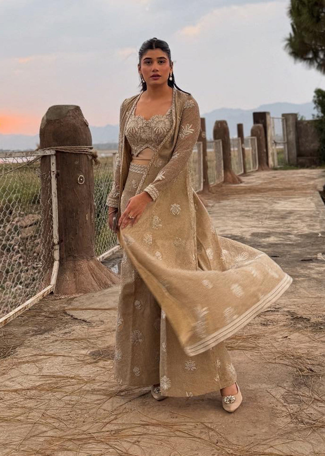 Shahid Chuhan - Silken Trail - Client Diaries Organza Jacket For Women - Nude