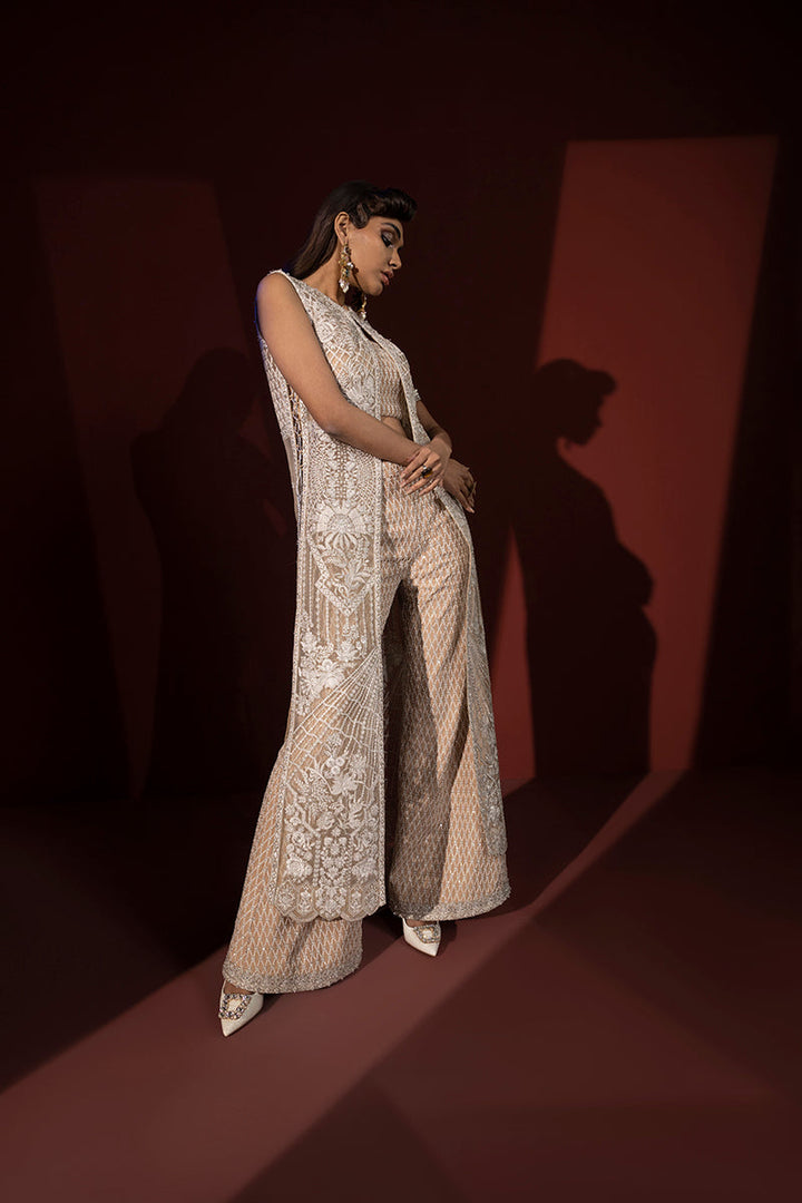 Shahid Chuhan - Silken Trail Organza Jacket For Women - Nude