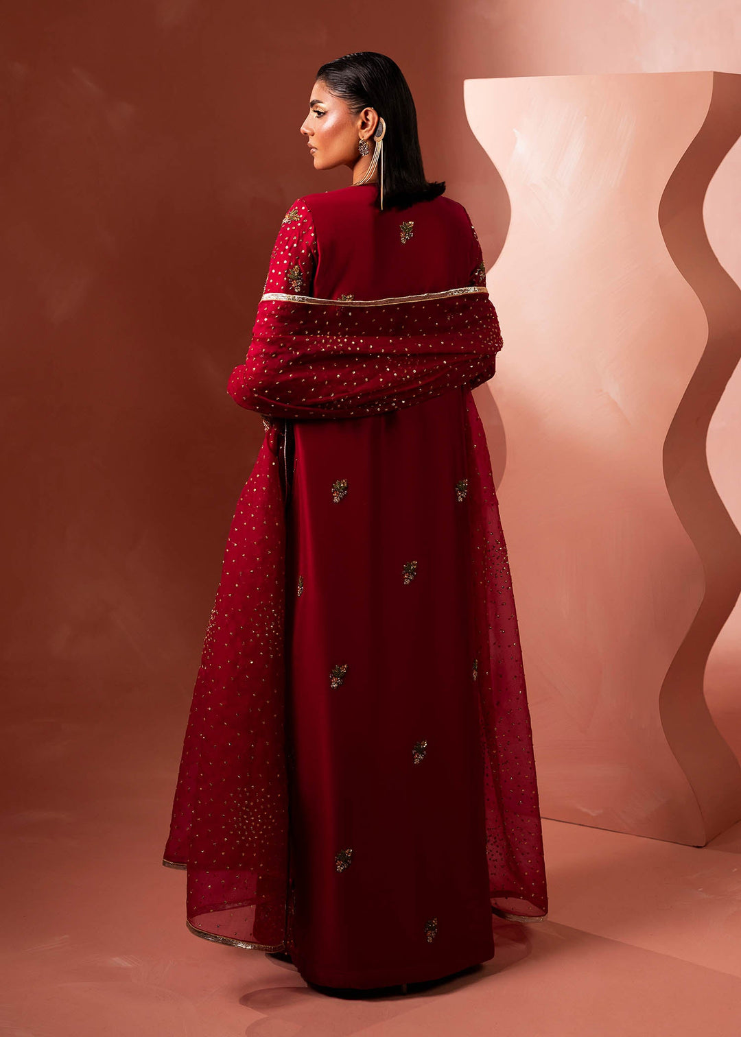 Shahid Chuhan - Zyra Silk Kaftan For Women - Crimson Red