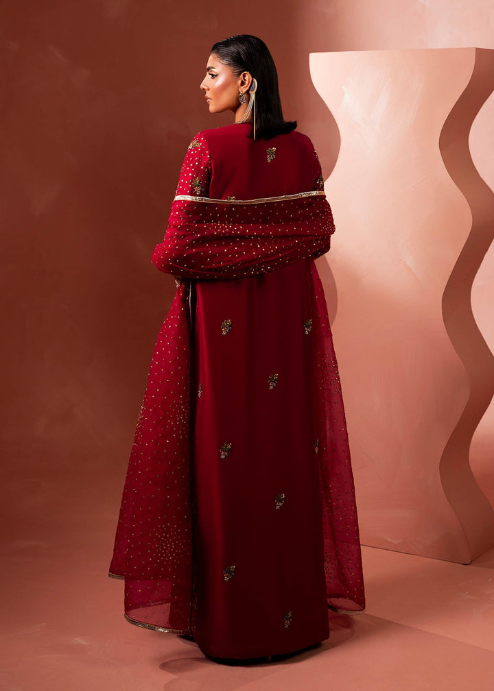 Shahid Chuhan - Zyra Silk Kaftan For Women - Crimson Red