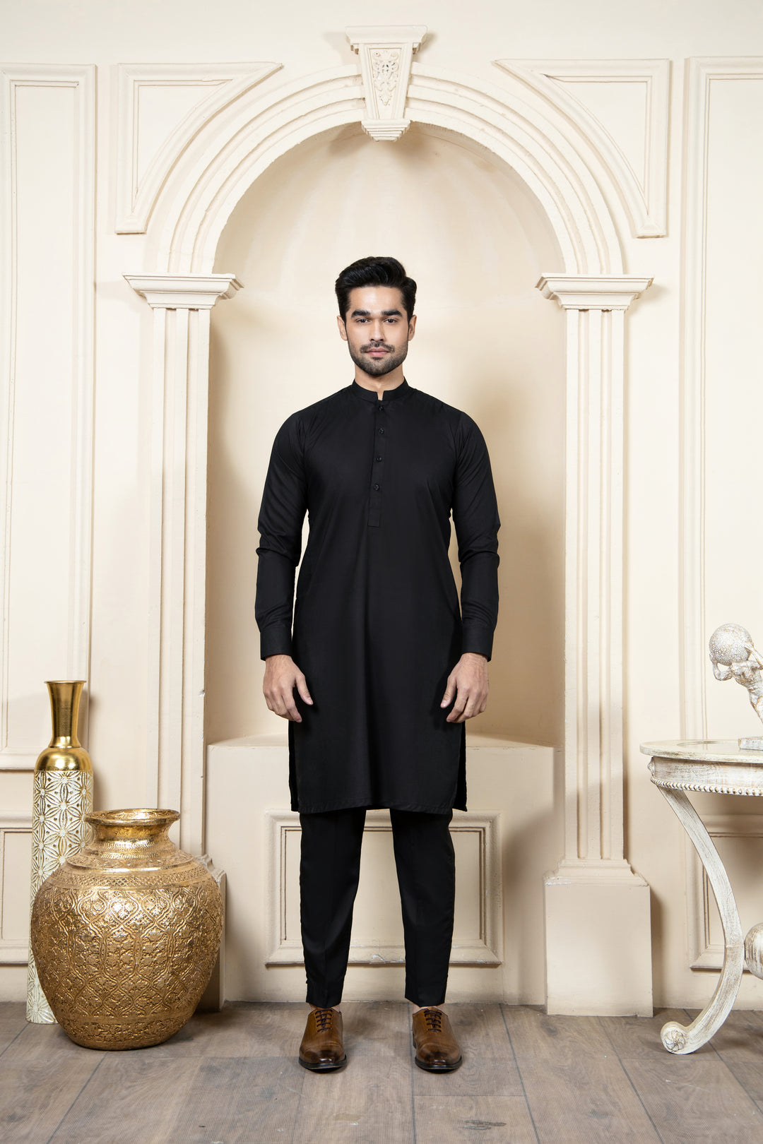 Shahjahan - Black Boski Kurta Trouser For Men