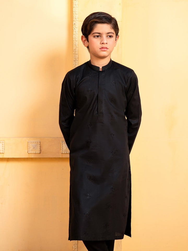 Shahjahan - Black Embroidered Kutra Trouser - 2 Piece