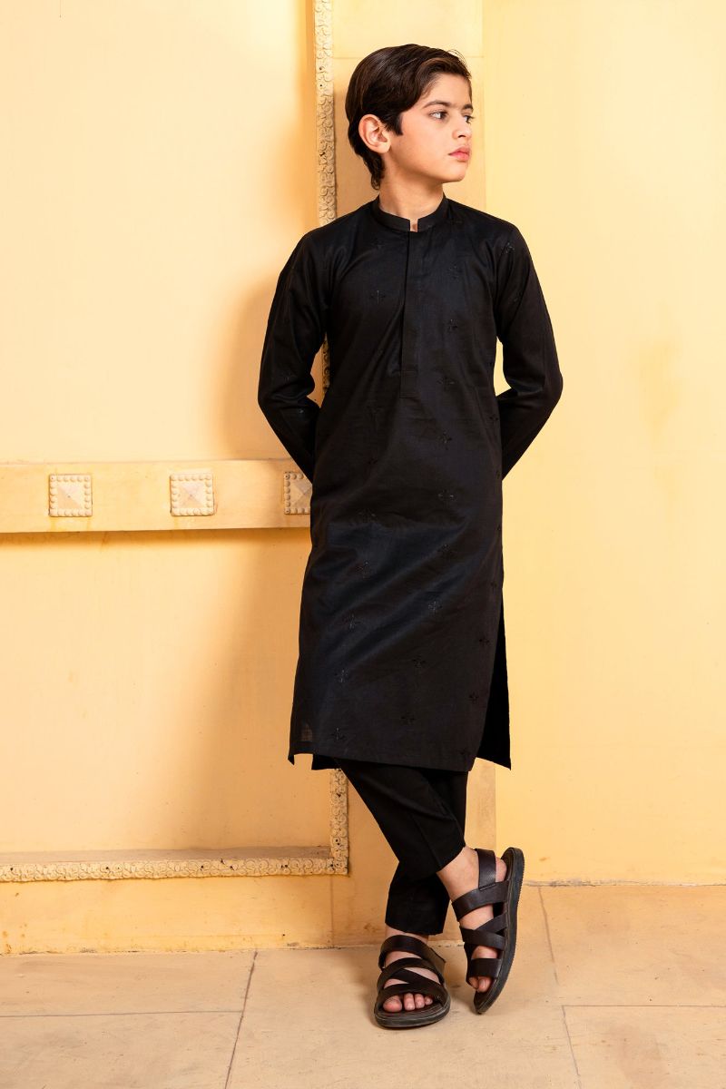Shahjahan - Black Embroidered Kutra Trouser - 2 Piece