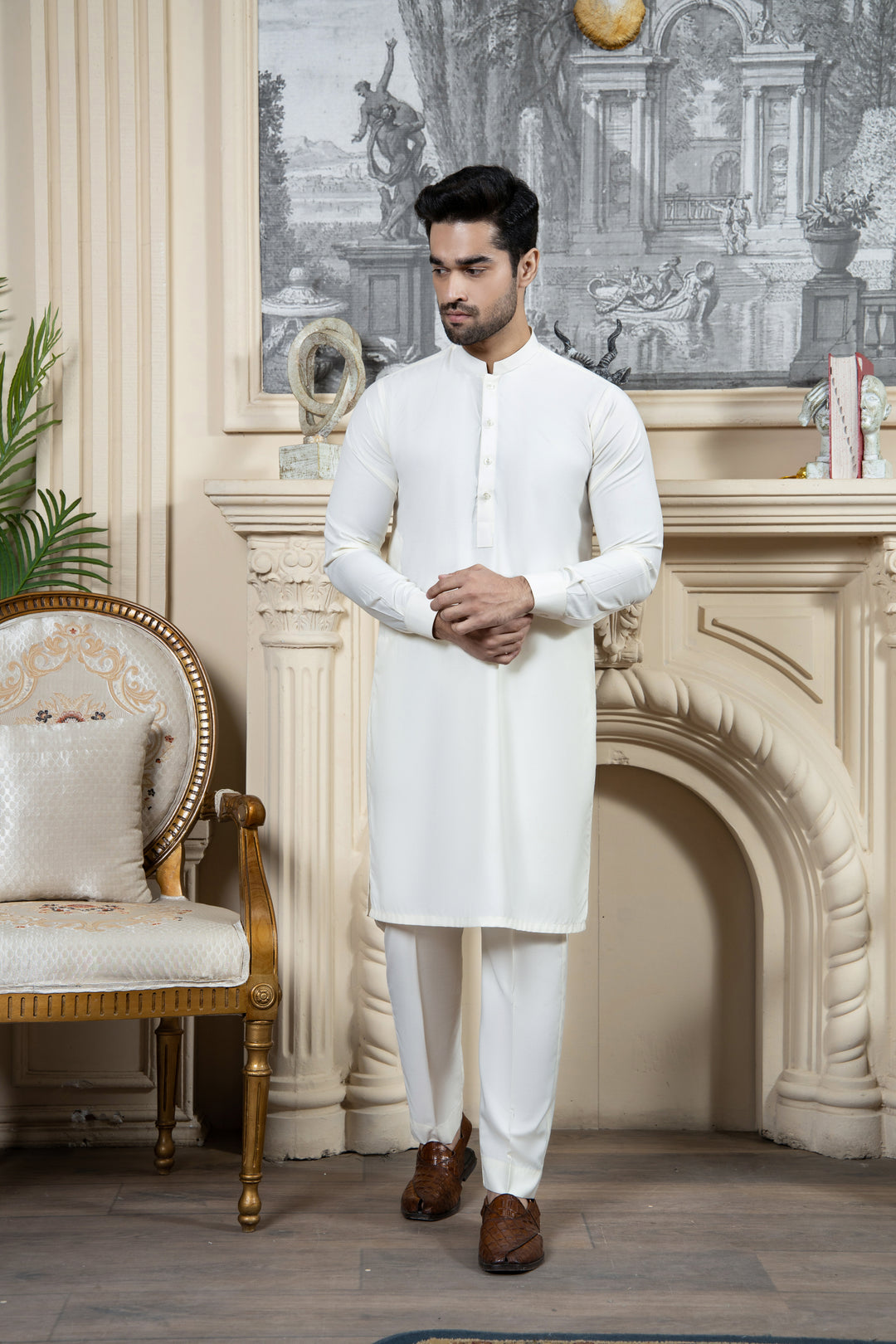 Shahjahan - Boski Cream Kurta Trouser For Men
