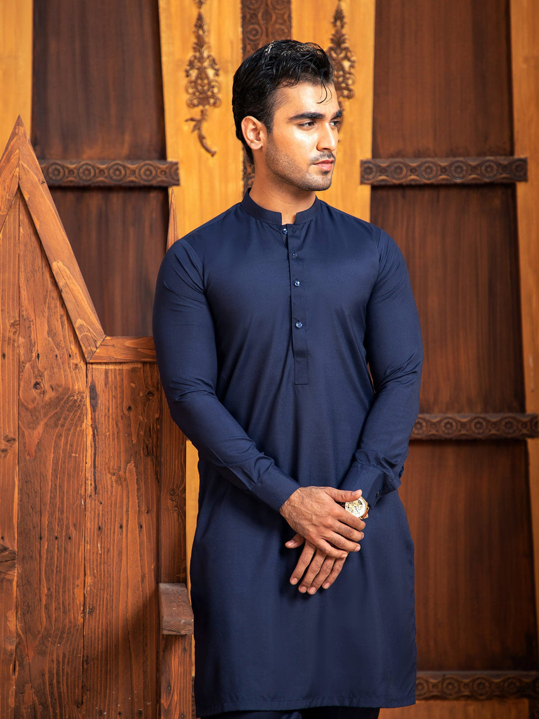 Shahjahan - Boski Navy Blue Kurta Trouser - 2 Piece