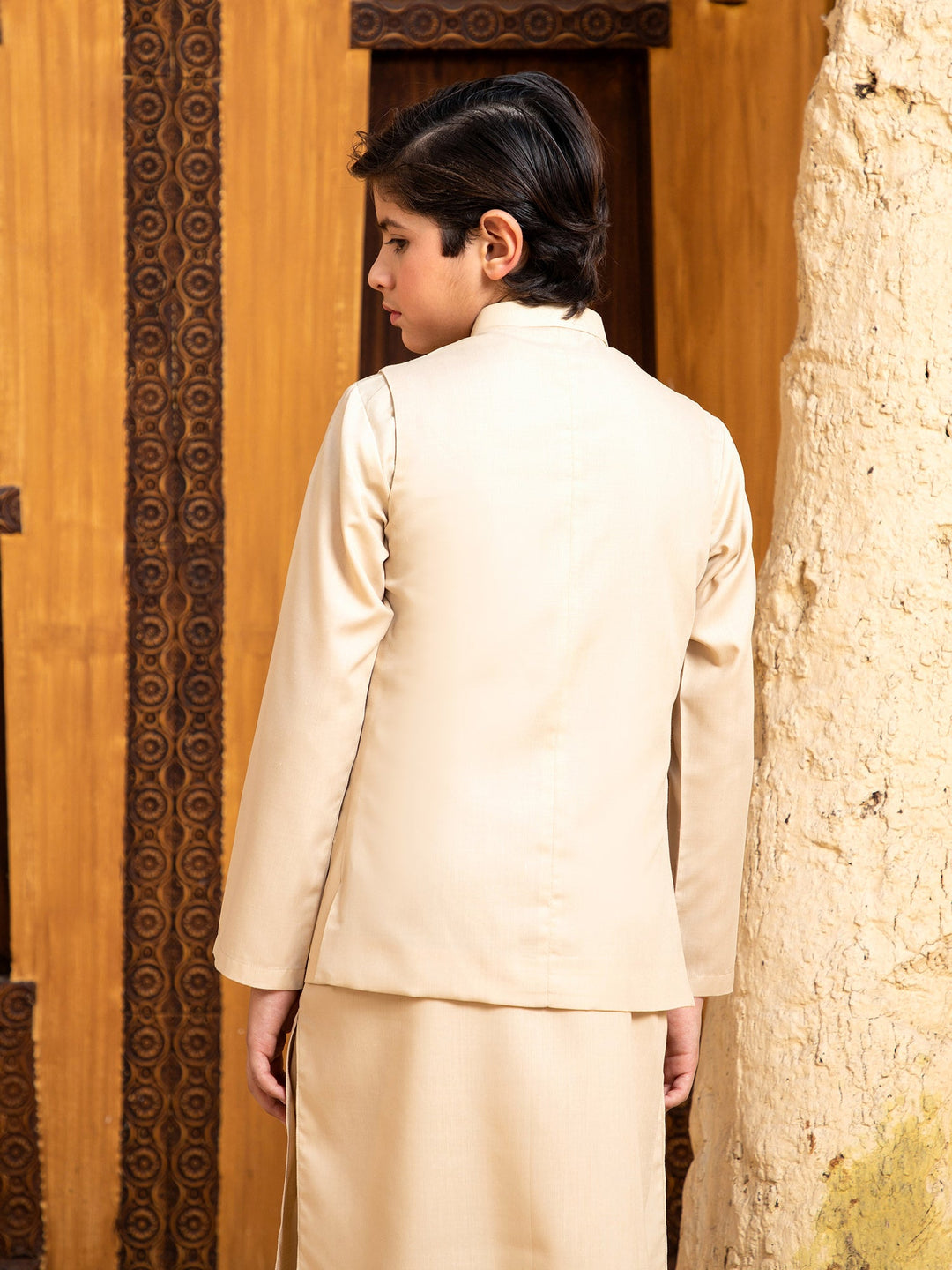 Shahjahan - Ivory Skin Kurta Trouser with Waistcoat - 3 Piece