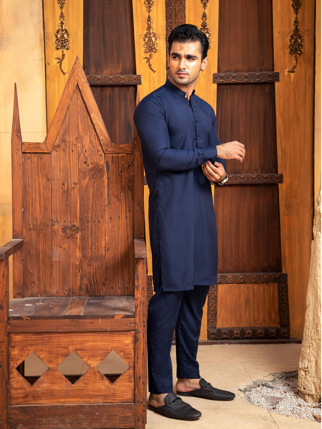 Shahjahan - Navy Blue Kurta Trouser - 2 Piece