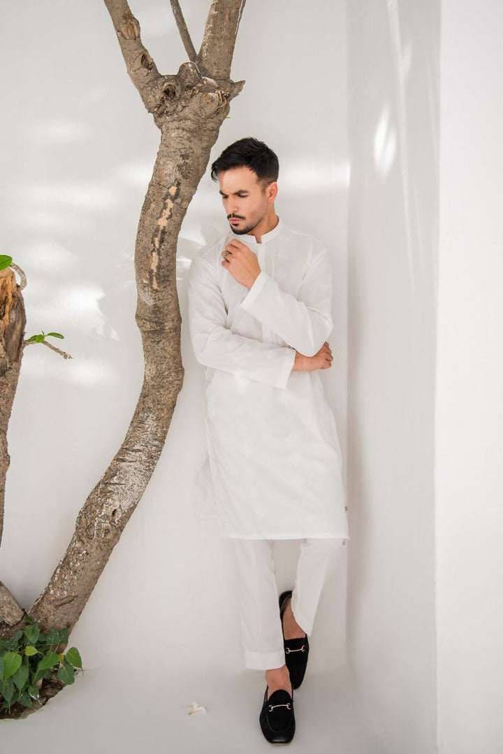 Shahjahan - Soft Lawn - Fine Quality - Off White Embroidered Kutra Trouser - 2 Piece