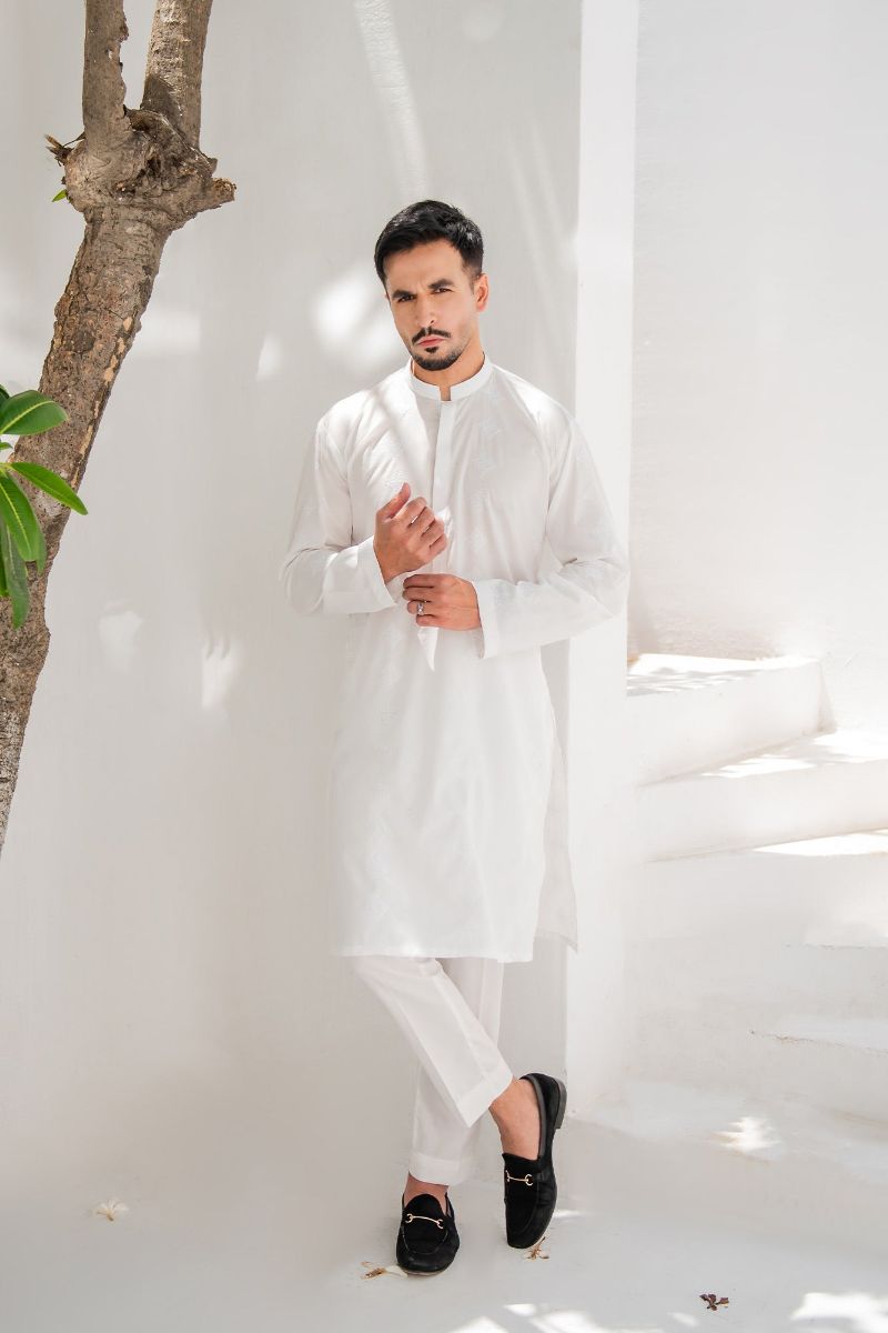 Shahjahan - Soft Lawn - Fine Quality - Off White Embroidered Kutra Trouser - 2 Piece