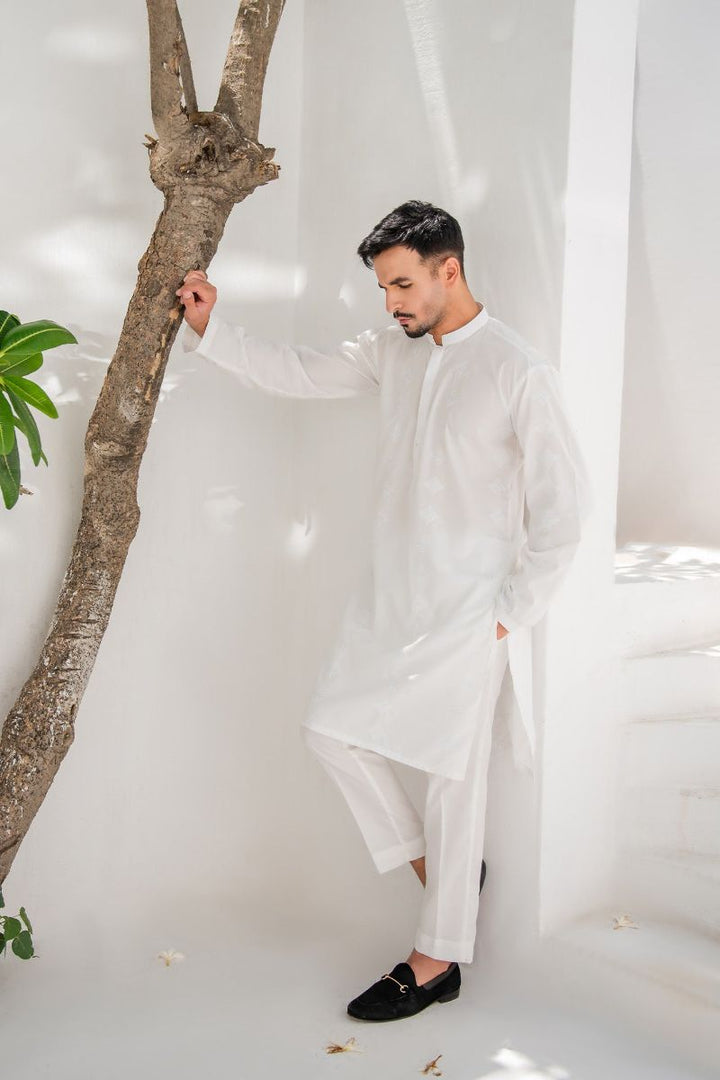 Shahjahan - Soft Lawn - Fine Quality - Off White Embroidered Kutra Trouser - 2 Piece