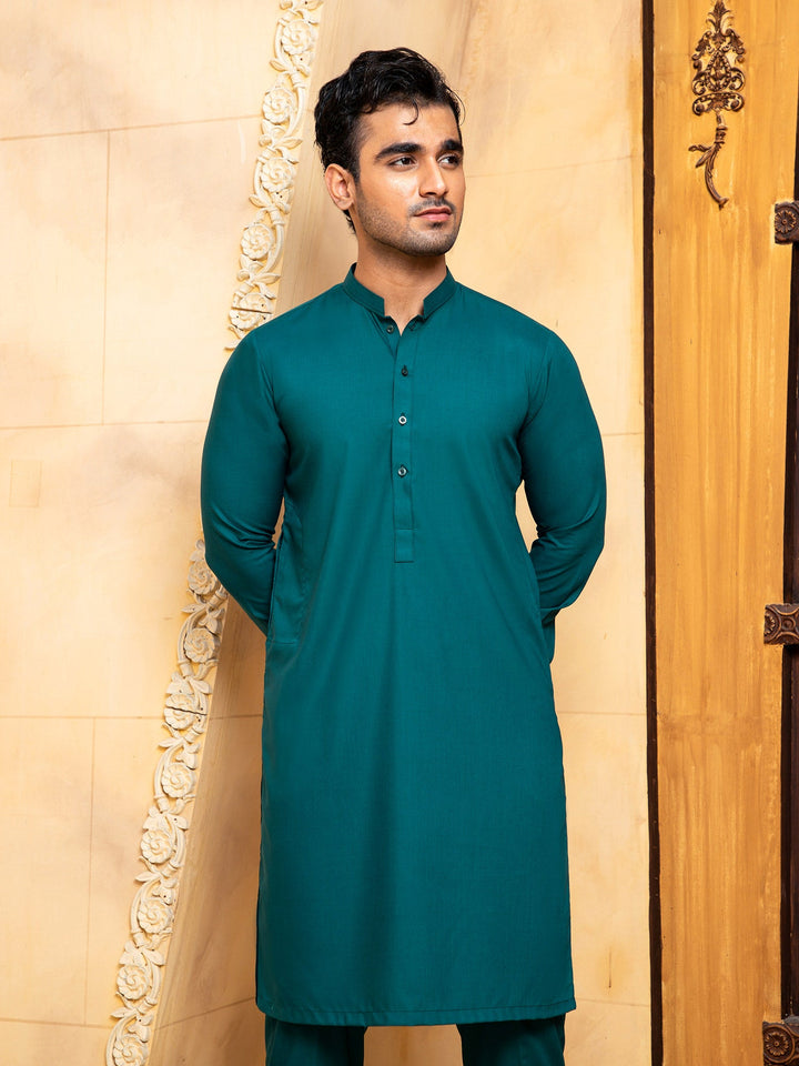Shahjahan - Teal Kurta Trouser - 2 Piece