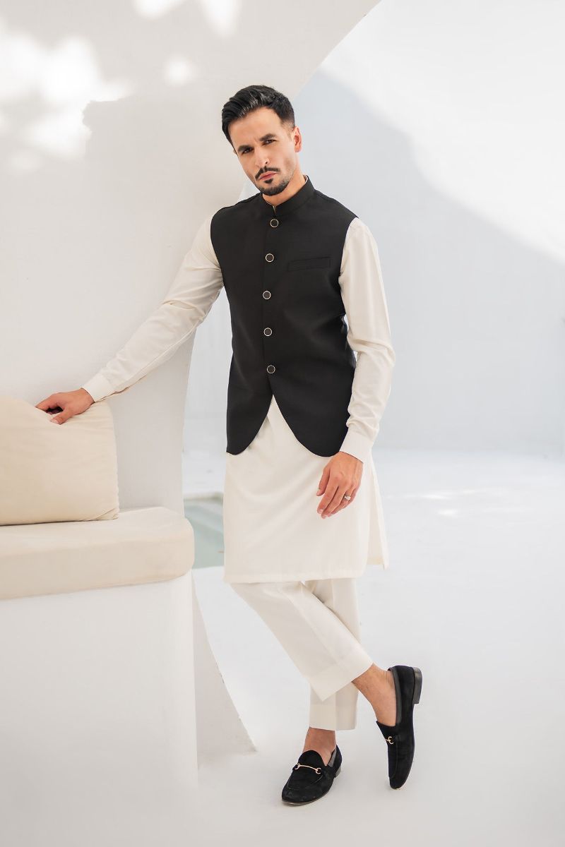 Shahjahan - Wash & Wear - Black Waistcoat - 1 Piece