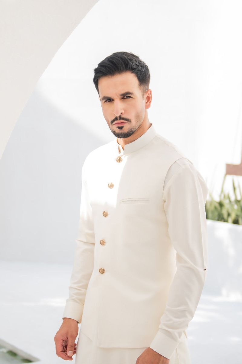 Shahjahan - Wash & Wear - Boski Kurta Trouser & Waistcoat - 3 Piece