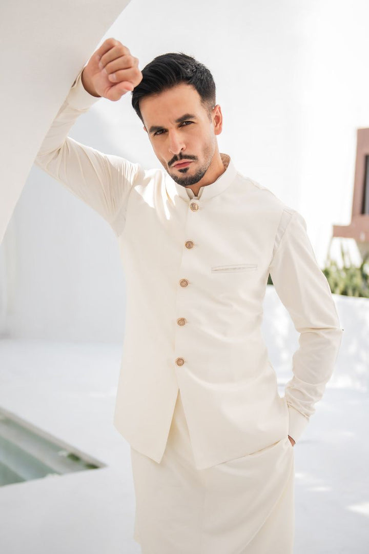 Shahjahan - Wash & Wear - Boski Kurta Trouser & Waistcoat - 3 Piece