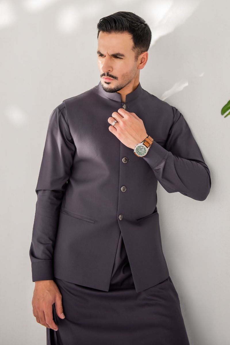 Shahjahan - Wash-&amp;-Wear - Charcoal Grey Waistcoat - 1 Piece